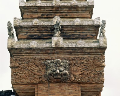 The tiered structure of Balinese Hindu shrines reproduces the three levels of the cosmos: the under-world, the world of humanity and the towering celestial mountain of the gods