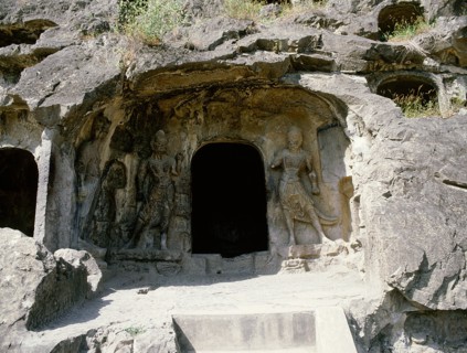 The Longmen cave-temple complex which extends for about 1000m along the Yi River