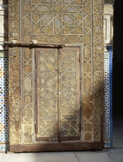 One of a series of elaborately carved double doors in the Court of the Maidens at the Alcazar, Seville