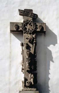 Church cross at Convent of San Francisco, Tepeapulco, built in the C16th on the site of an Aztec temple pyramid to the god Huitzilopochtli