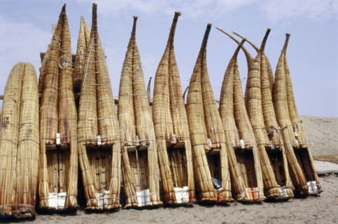 "Caballitos", little horses, made of totora reed - an ancient Peruvian type of boat