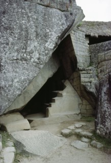 The "Royal Tomb" beneath the Temple of the Sun at Machu Picchu shows a mixture of living rock, Inca walling and Inca stone carving