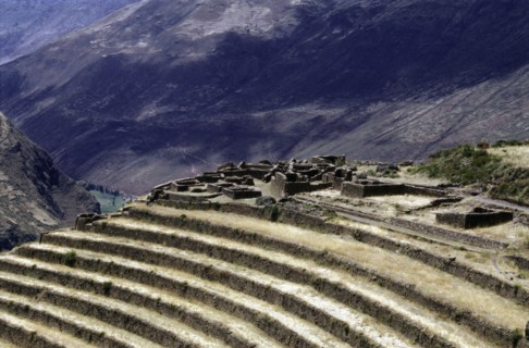 A view of the great Inca agricultural terraces at Pisac, Peru