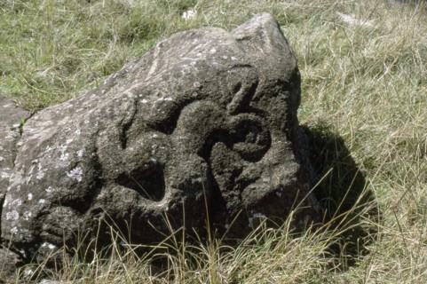 Single "Bird-Man" petroglyph by the edge of Rano Kao volcano