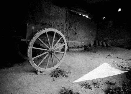 Remains of a hand-cart in a ruined Pompeii house