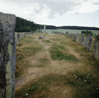 Burial site with stones forming the shape of a ship