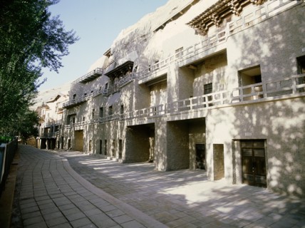 The site of the Mogao Caves, also known as the Thousand Buddha (Quinfodong) Caves, Dunhuang