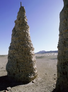 Dagodas near the site of the Mogao Caves, also known as the Thousand Buddha (Quinfodong) Caves, Dunhuang