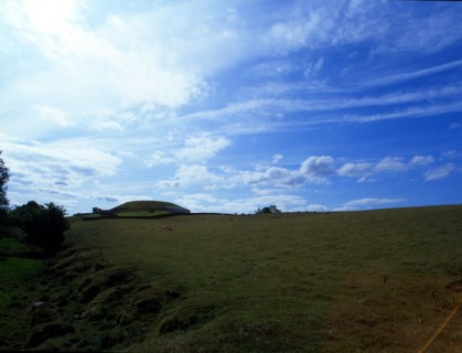 View of the stone built mound covering the prehistoric passage tomb at Newgrange