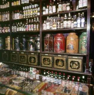 Old tea caddies in a Vienna grocery