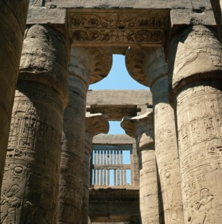The colonnades of the great temple of Amun at Karnak