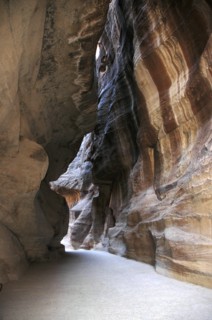 The Siq, a natural gorge more that 1km long that serves as the entrance to Petra