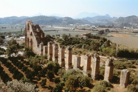 View of the aqueduct of Aspendos