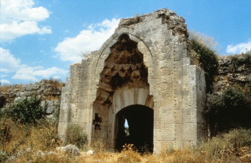 View of the main entrance of the caravanserai "evdir hani"