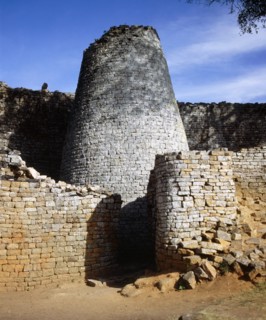 View of the conical tower of Great Zimbabwe