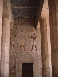 A wall painting in the Chapel of Anubis at the temple of Hatshepsut