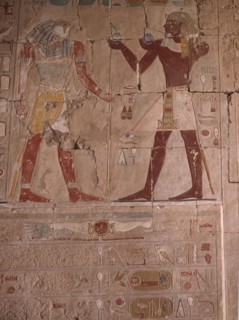 A wall painting in the Chapel of Anubis at the temple of Hatshepsut