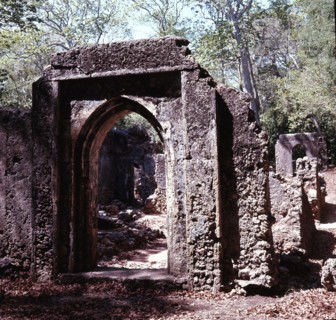 The ruins of Gedi, an important East African city and centre of the slave trade between c