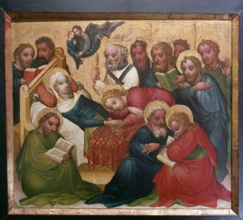 In the presence of the twelve Apostles, Christ takes the soul into paradise