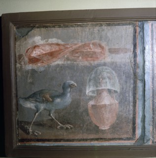 Painting: Still Life: bird, glass, bottle