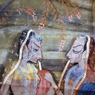 Detail of a palace wall hanging which depicts the legend of Krishna