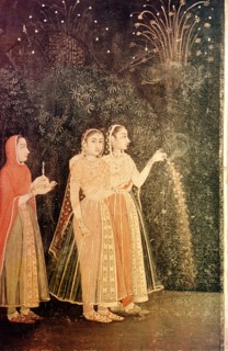 Three women with fireworks