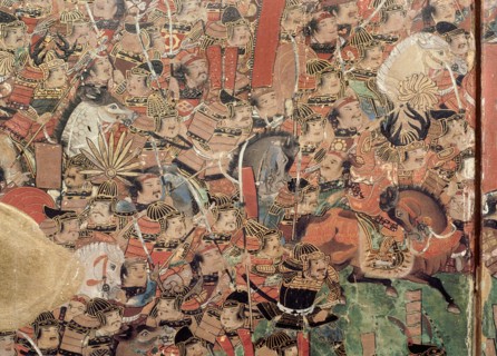 Detail of part of a folding screen which depicts the siege of Osaka Castle (1615)