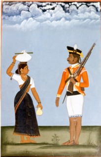 Painting of a woman carrying a bundle on her head