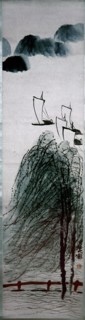 Painting by Ch'i Pai shih: 'Sailing Boats in the Wind'  (hanging scroll)