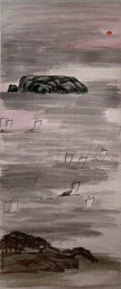 Painting by Ch'i Pai shih: 'Sailing Boats in the Mist'  (hanging scroll)