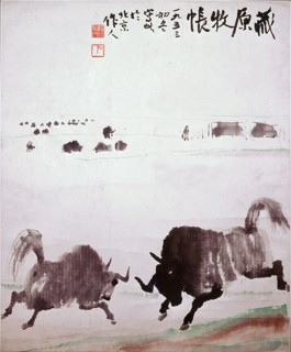 Painting by Wu Tso jen, 'Shepherds' Tents on the Tibetan Uplands' (hanging scroll)