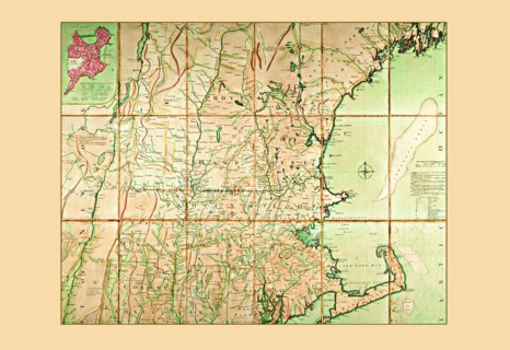 Map of the Most Inhabited Part of New England 1774