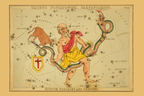 Taurus Poniatowski, Serpentarius, Scutum Sobiesky, and Serpens 1825