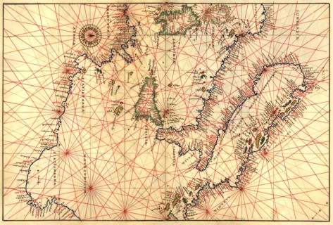Portolan Map of Italy, Sicily, North Africa & the Mediterranean 1544