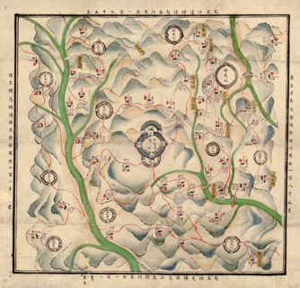 Chinese fortress and existing military deployment of Xin xi ying in Xinping County, Yunnan Province.  1800
