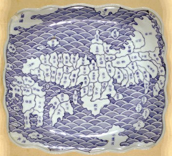 Porcelain plat map of Japan 1835