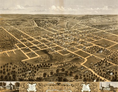 Bird's eye view of the city of Columbia, Boone Co., Missouri 1869 1869