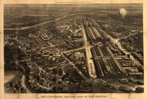 Balloon View of the Centennial Fairgrounds in Philadelphia, Pennsylvania 1876 1876