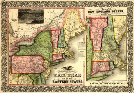 Railroad Map of the Eastern States & New England - 1856 1856