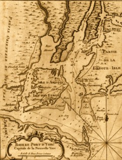 French Map of New York, Islands and Harbor 1764