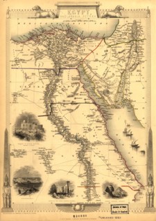 Egypt & Arabia Petrea(assholes put the stamp over the border) 1800's