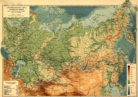 Elevation Map of Russia - 1912 1912
