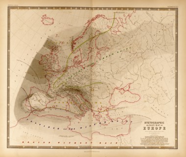 Hyetograph or Rainfall totals for Europe 1848