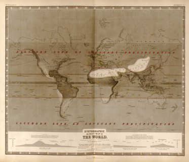 Hyetographic or Rain Map of the World 1848