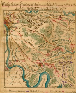 Routes of advance of enemy on the Union Army at White Oak Swamp Creek Va. 1862