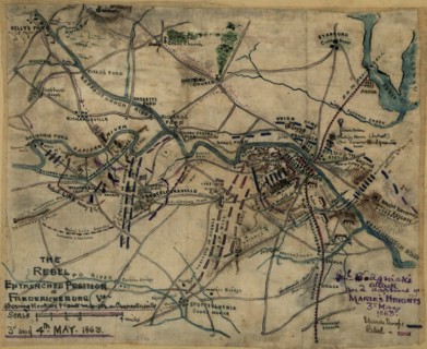 Rebel entrenched position at Fredericksburg, Va.  1863
