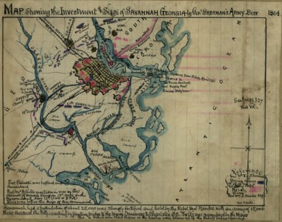 investment and siege of Savannah, Georgia by General Sherman's army December 1864. 1864