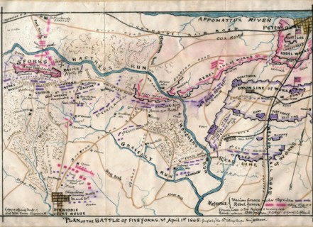 Battle of Five Forks, Va., April 1st 1865 : fought by 5th Army corps General Warren. 1865