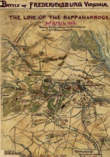 Line of the Rappahannock, 30th April 1863. Showing position of Union and Rebel armies at and near Fredericksburg, Va. 1863