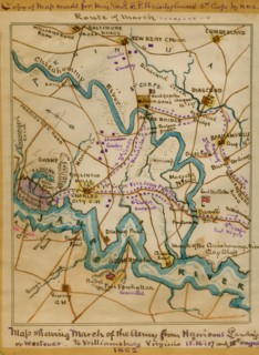 March of the [U.S.] Army from Harrison's Landing or Westover to Williamsburg, Virginia, 15th, 16th, 17th and 18th August. 1862